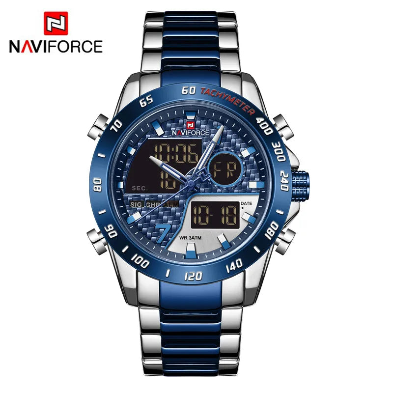 NAVIFORCE Luxury Brand Men's Wrist Watch Military Digital Sport Watches For Man Steel Strap Quartz Clock Male Relogio Masculino