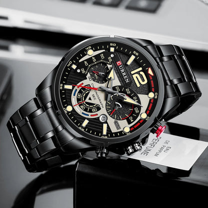 CURREN Men’s Fashion Quartz Sport Watch – Stainless Steel Chronograph with Luminous Dial
