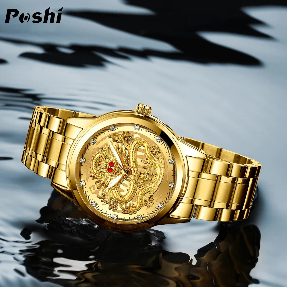 Luxorive DragonCore – Gold Stainless Steel Men’s Quartz Watch