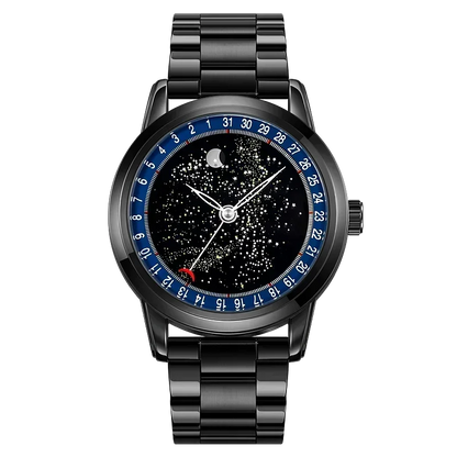 SKMEI 2116 Men’s Casual Wristwatch – Genuine Leather Strap, Date Display & Starry Sky Moon Phase