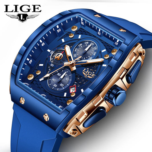 LIGE Luxury Square Chronograph — a bold statement timepiece designed for men who appreciate modern luxury in a unique square profile.