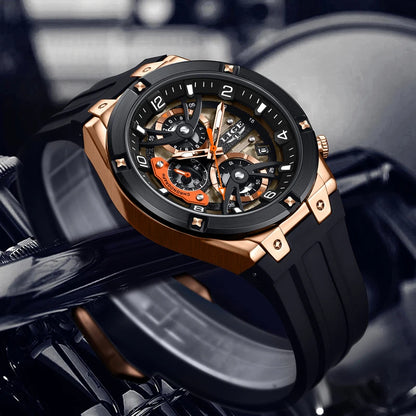 LIGE Military Sports Edition — a rugged and stylish men's quartz chronograph designed for adventure, precision, and everyday wear.