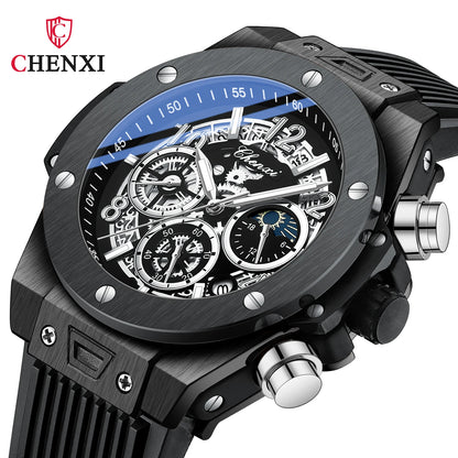 Luxorive StarryEdge – Silicone Military Moon-Phase Chrono Watch