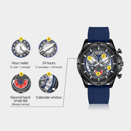 MEGIR Chronograph Men's Watches Top Brand Luxury Original Waterproof Silicone Date Watch for Men Fashion Sport Quartz Wristwatch