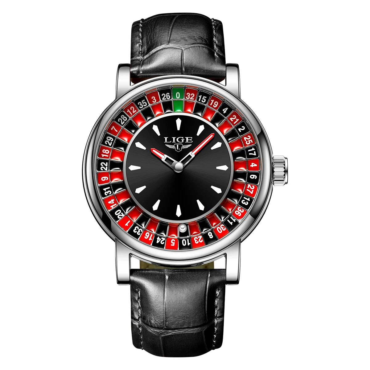 LIGE Fashion Roulette Dial Men's Watch – Brown Leather Edition