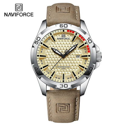 NAVIFORCE Men Casual Sport Military Quartz Calendar Wrist Watch for Man Business Leather Waterproof Male Clock Relogio Masculino