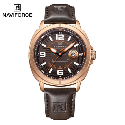 NAVIFORCE Brand Men Quartz Watch High Quality PU Band Calendar Male Wristwatch Auto Date Display Waterproof Clocks Reloj Hombre