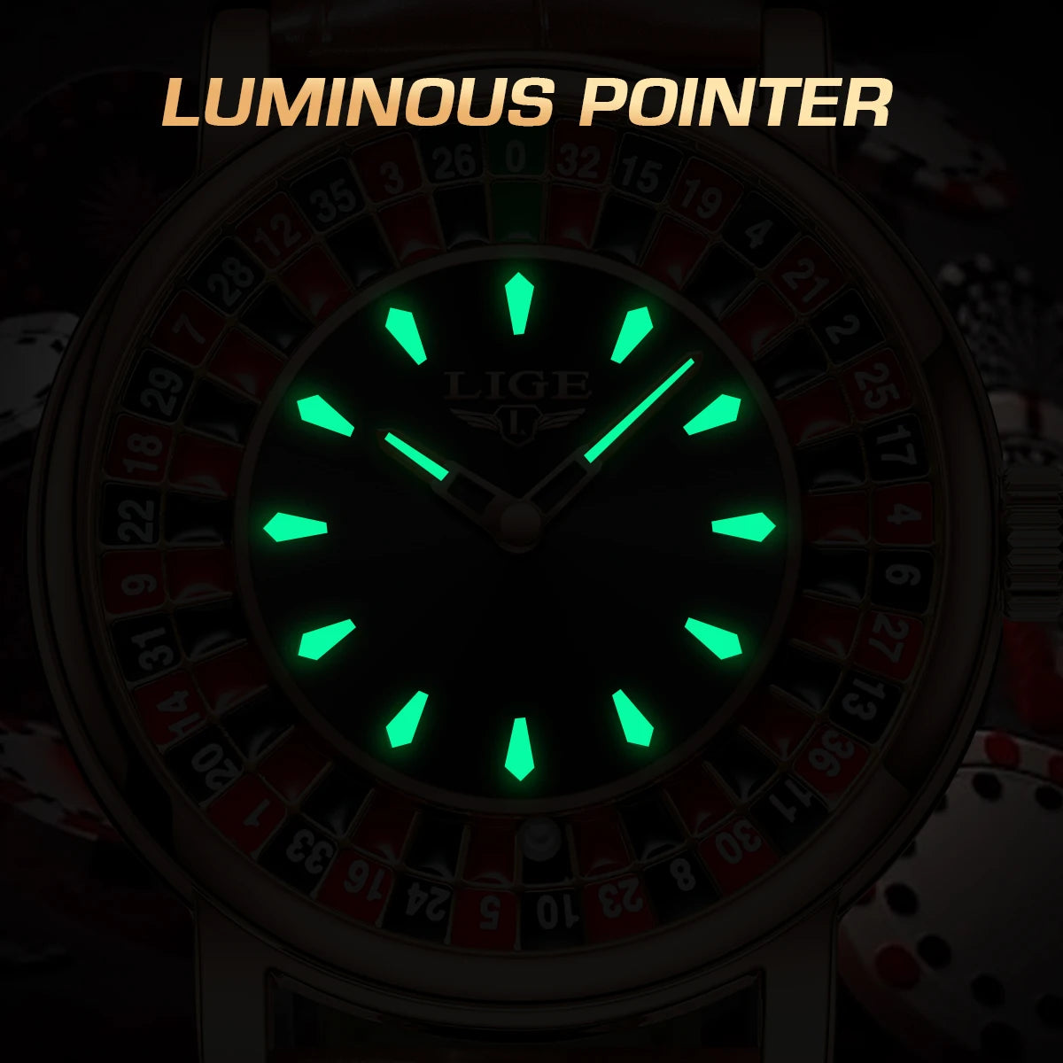 LIGE Fashion Roulette Dial Men's Watch – Brown Leather Edition