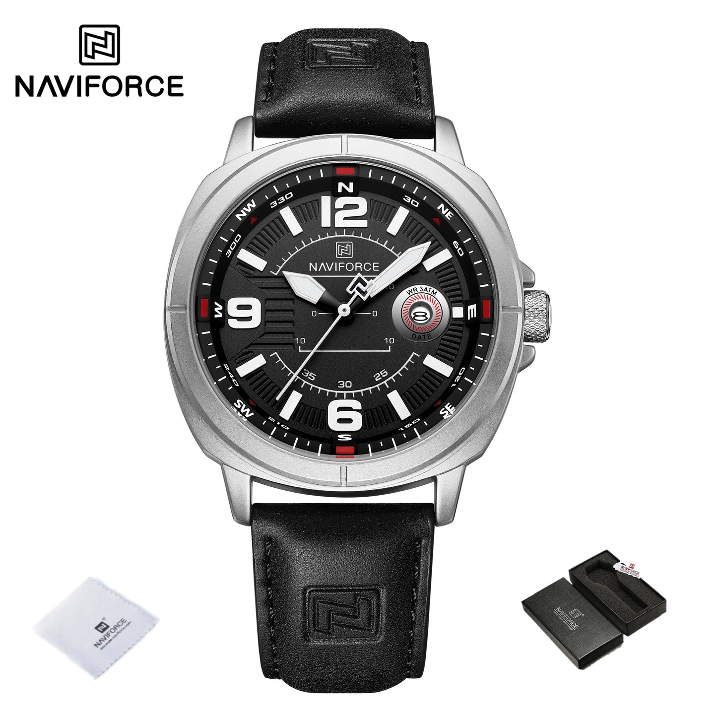 NAVIFORCE Brand Men Quartz Watch High Quality PU Band Calendar Male Wristwatch Auto Date Display Waterproof Clocks Reloj Hombre
