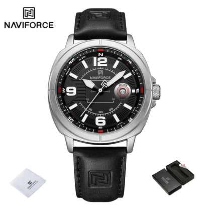 NAVIFORCE Brand Men Quartz Watch High Quality PU Band Calendar Male Wristwatch Auto Date Display Waterproof Clocks Reloj Hombre