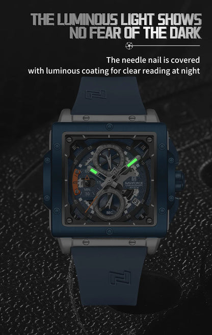 NAVIFORCE Watches for men Sports Unique Square Quartz Date Display Watch Multifunction Chronograph Waterproof Luxury WristWatch