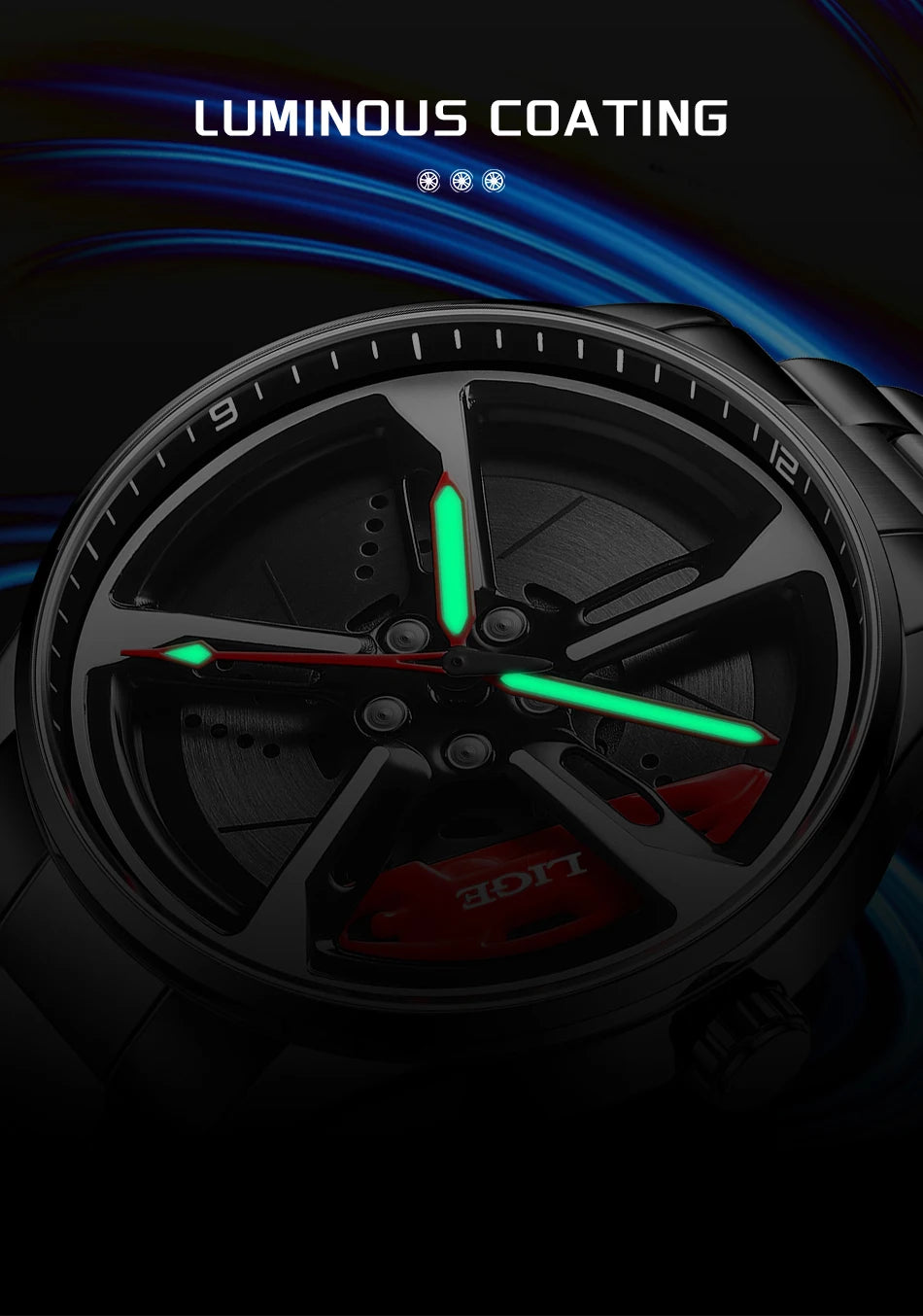 LIGE New Sports 3d Xiaomi Car Wheel Watch Fashionable Rotating Dial Stainless Steel Strap Waterproof Quartz Watches reloj hombre