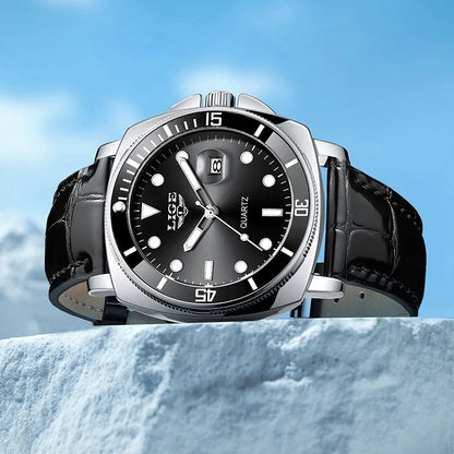 LIGE Men’s Business Military Sports Quartz Watch – Luxury Leather Waterproof Timepiece