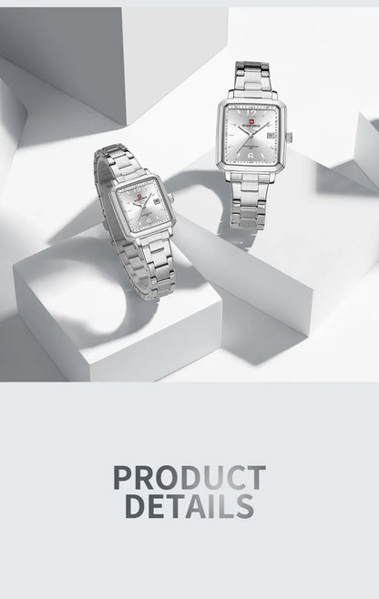 NAVIFORCE Couple Quartz Watch Retro Fashion Calendar Display Stainless Steel Strap Luminous Pointer 3ATM Waterproof Couple Watch