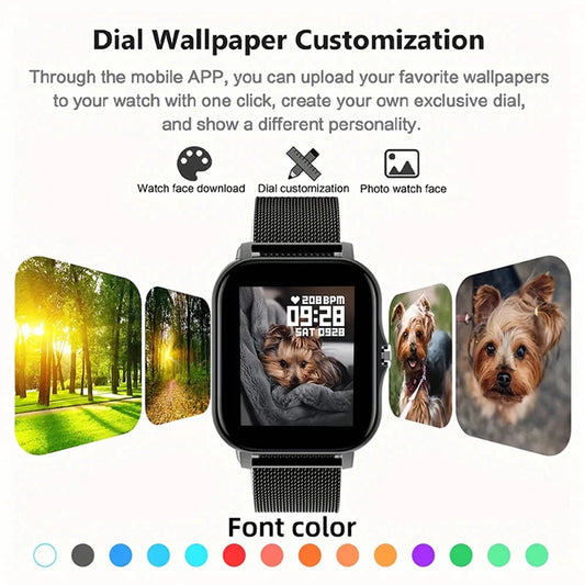 Luxorive PulsePro 2024 – Full Touchscreen Sport Fitness Smartwatch with BT Call for Men & Women