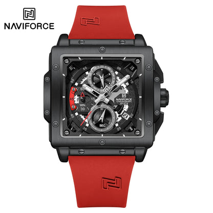 NAVIFORCE Watches for men Sports Unique Square Quartz Date Display Watch Multifunction Chronograph Waterproof Luxury WristWatch
