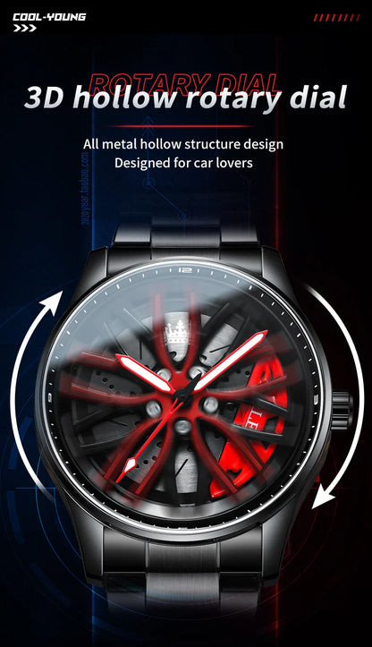 OLEVS 9937 Men's Luxury Watch Waterproof Rotary Sport Car Rim Man Watch High Quality Fashion Best Selling Quartz Men's Watches