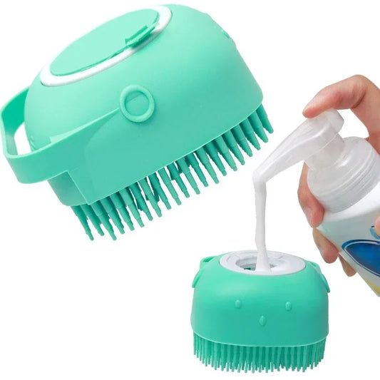 Pet Shampoo Brush – Soft Silicone Rubber Grooming Scrubber for Dogs & Cats