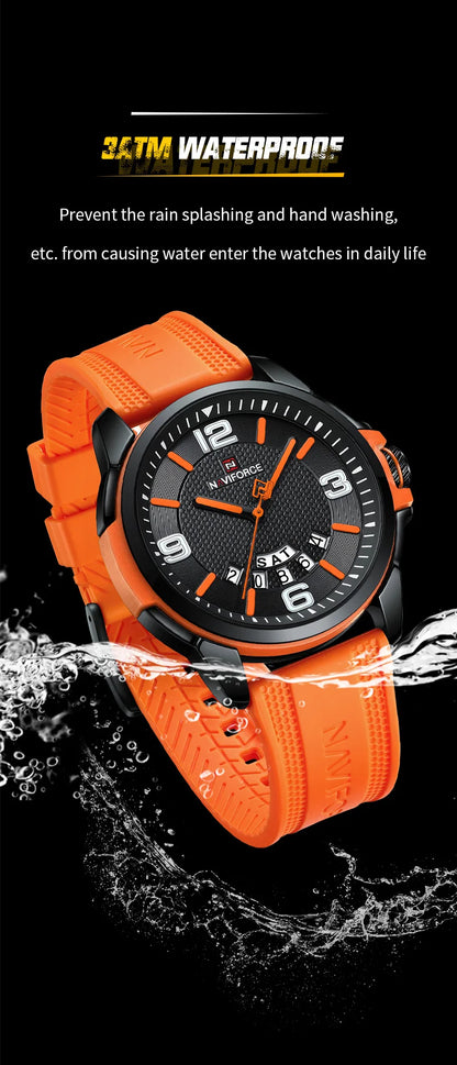NAVIFORCE Luxury Watch Men Military Waterproof Male Clock Luminous Date Quartz Men Watch Silicone Strap