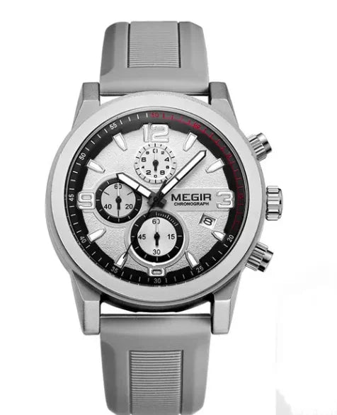MEGIR 2026 Sport Analog mens watches Fashion Military Silicone Chronograph Quartz Wristwatch reloj de hombre Luminous Hands