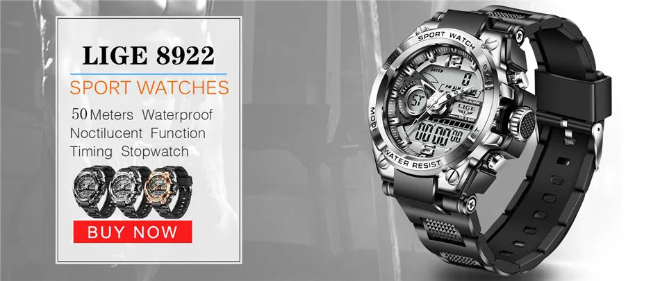 LIGE Military LED Digital Watch – rugged, oversized, and built for adventure.