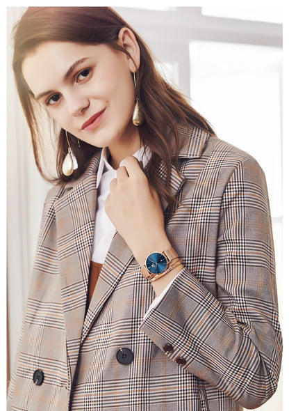 OLEVS 5869 Original Quartz Watch for Women Ultra Thin 6.5mm Simple Fashion Auto Date Hand Clock 30m Waterproof Ladies Wristwatch