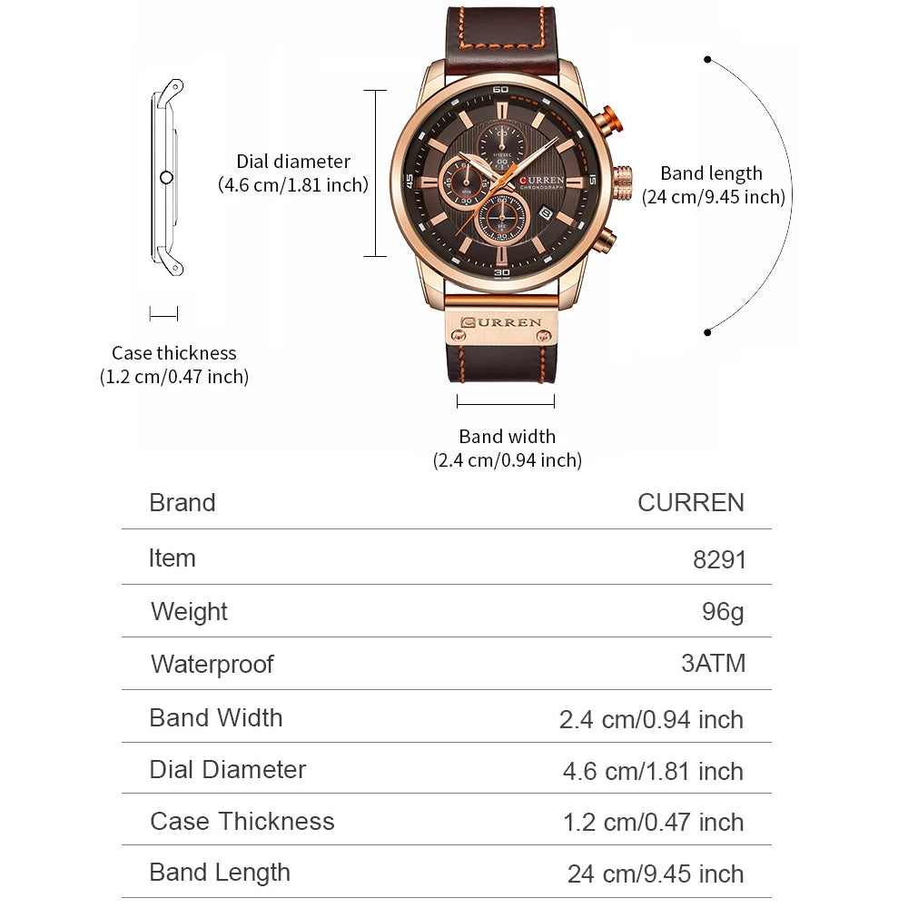 CURREN Fashion Date Quartz Men's Luxury Chronograph Sport Watch – Top Brand