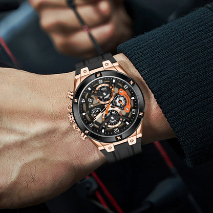 LIGE Military Sports Edition — a rugged and stylish men's quartz chronograph designed for adventure, precision, and everyday wear.