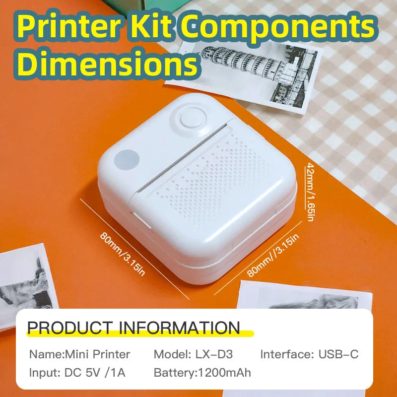Dolewa D3 Mini Thermal Printer – Labels & Photo Printing