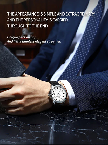 OLEVS Watch Men Fashion Leather Strap Waterproof Quartz Watch for Men Simplicity Calendar Men's Dress Wristwatches Exculsive New