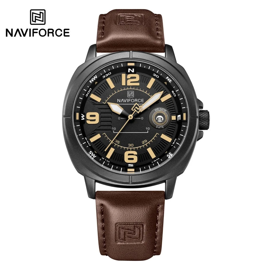 NAVIFORCE Brand Men Quartz Watch High Quality PU Band Calendar Male Wristwatch Auto Date Display Waterproof Clocks Reloj Hombre