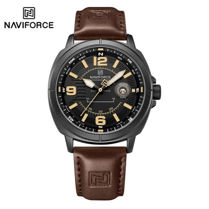 NAVIFORCE Brand Men Quartz Watch High Quality PU Band Calendar Male Wristwatch Auto Date Display Waterproof Clocks Reloj Hombre