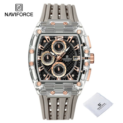 NAVIFORCE Men's Quartz Multifunction Watches Fashion Sports Chronograph 5ATM Waterproof Silicone Band Casual Man Wrist Watch