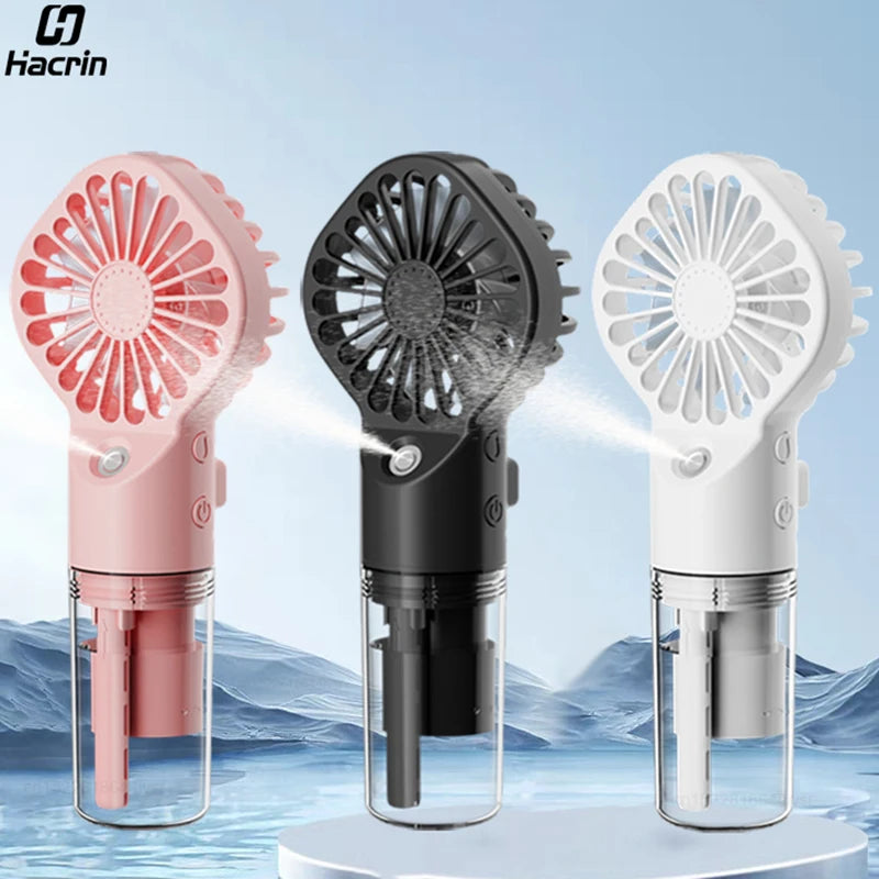 Mini Portable USB Handheld Fan with Humidifier – Rechargeable Mist & Water Spray Cooling Fan