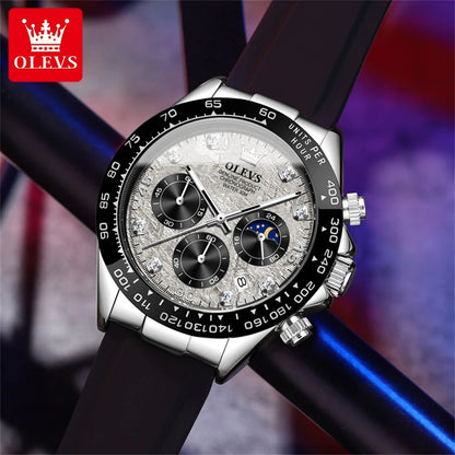 OLEVS Luxury Men's Watches Waterproof Original Quartz Man Watch Moon Phase Watch for Men Chronograph Wrist Watch Luminous Clock