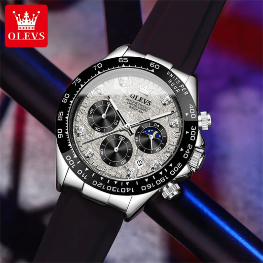 OLEVS Luxury Men's Watches Waterproof Original Quartz Man Watch Moon Phase Watch for Men Chronograph Wrist Watch Luminous Clock