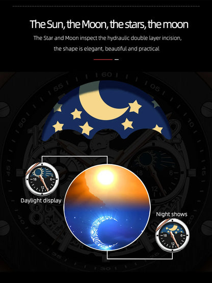 Luxorive StarryEdge – Silicone Military Moon-Phase Chrono Watch