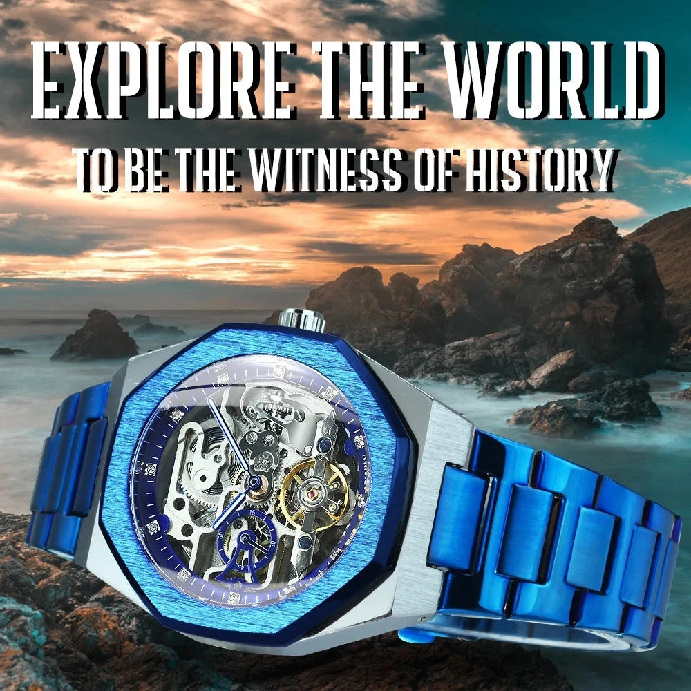 Luxorive Spectra Tourbillon – Automatic Skeleton Watch with Diamond Dial Watchify 