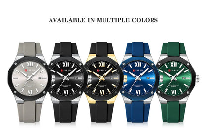 CURREN 8465 Men’s Fashion Quartz Watch – Waterproof Casual Timepiece with Calendar & Luminous Silicone Strap