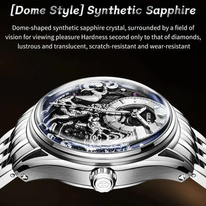 GELATU 6018 Men Watch Luxury Relief Dragon Pattern Watch Original Automatic Mechanical Watch Sapphire Waterproof Men's Watch