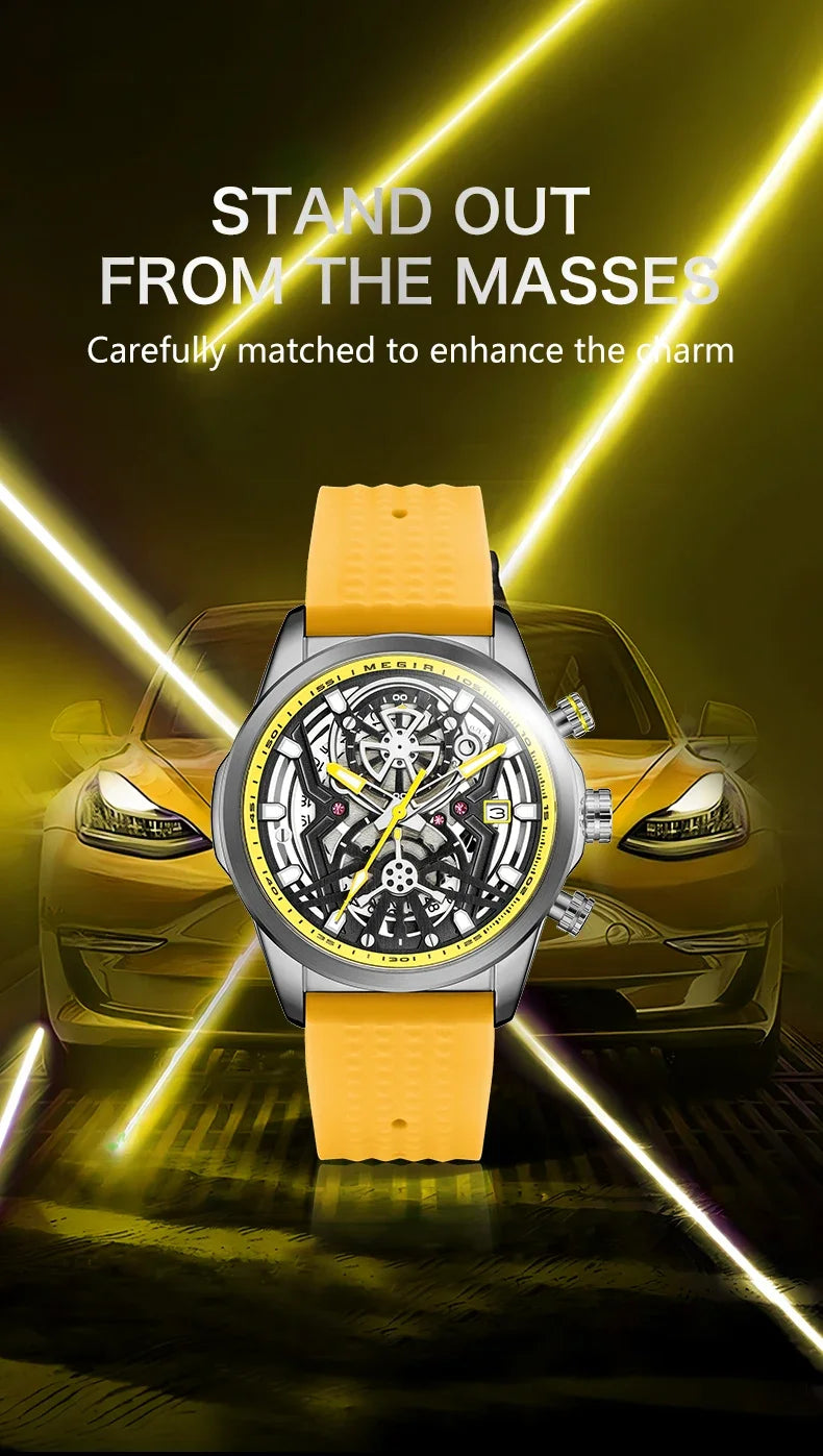 Sport Chronograph Watches for Men Top Luxury Brand MEGIR Quartz Waterproof Fashion Man WristWatch with Auto Date Luminous Hands
