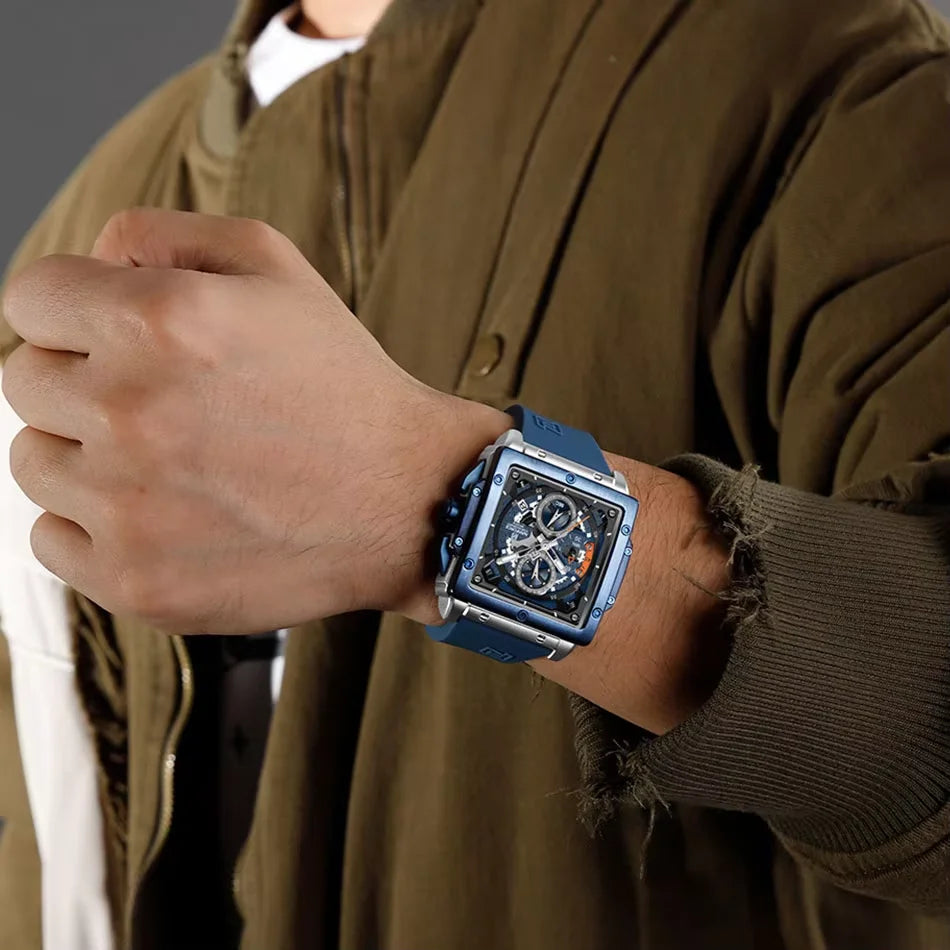 NAVIFORCE Watches for men Sports Unique Square Quartz Date Display Watch Multifunction Chronograph Waterproof Luxury WristWatch