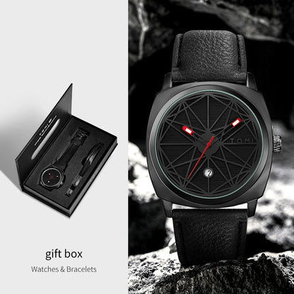 TOMI 2024 New 2PCS Men's Watch Bracelet Gift Set Luxury Business Versatile Calendar Men's Quartz Watch and Watch Gift Reloj