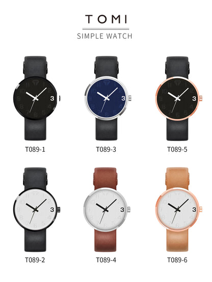 TOMI Men's Watch Luxury Brown Belt Quartz Watch Men's and Women's Leisure Simple Watch Men's Watch Gift