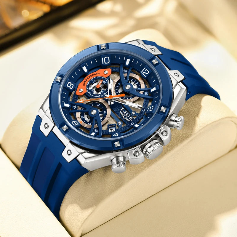 LIGE Military Sports Edition — a rugged and stylish men's quartz chronograph designed for adventure, precision, and everyday wear.