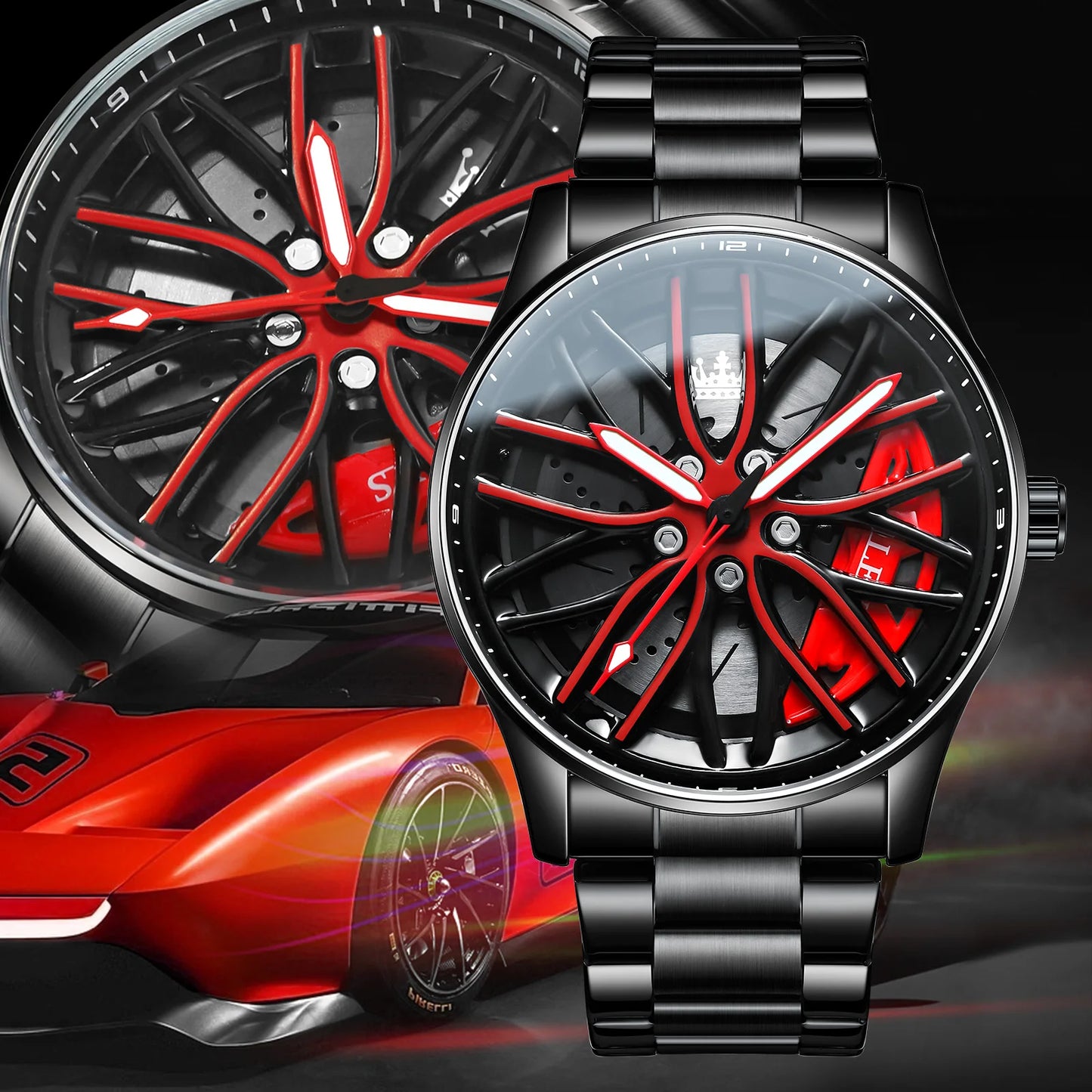 OLEVS 9937 Men's Luxury Watch Waterproof Rotary Sport Car Rim Man Watch High Quality Fashion Best Selling Quartz Men's Watches