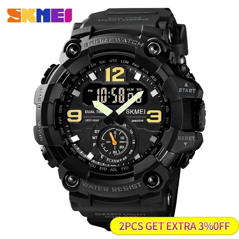 SKMEI 1637 Men’s Dual Movement Sport Watch – Waterproof Digital & Analog Wristwatch