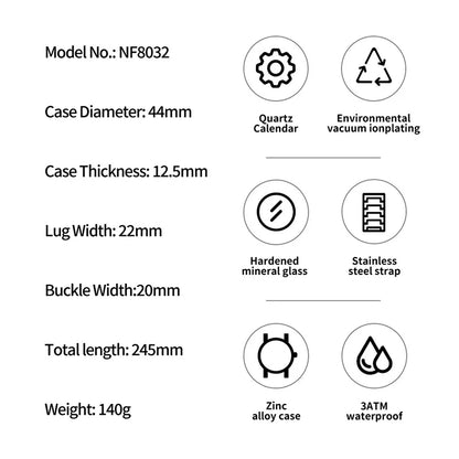Top Brand NAVIFORCE Men's Watch Waterproof Quartz Business Casual Wristwaches Stainless Steel Strap Date Clock Relogio Masculino