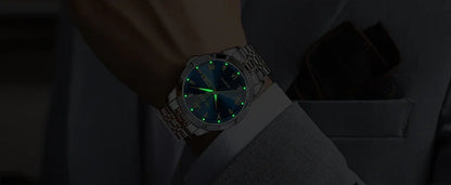 OLEVS Men's Watches Rhombus Mirror Original Quartz Watch for Man Waterproof Luminous Stainless Steel Wristwatch Male Date Week