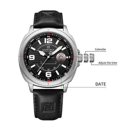 NAVIFORCE Brand Men Quartz Watch High Quality PU Band Calendar Male Wristwatch Auto Date Display Waterproof Clocks Reloj Hombre